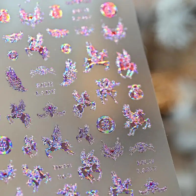 Light Luxury Dreamy Pony Nail Art Stickers Cartoon Year Of The Horse Nail Art Decals New Year DIY Nail Art Decoration Peaceful Pleasures Health and Wellness