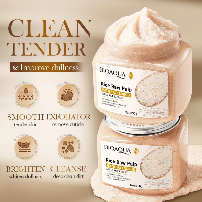 BIOAOUA Rice Pulp Bath Salt Body Scrub – Exfoliator 350g