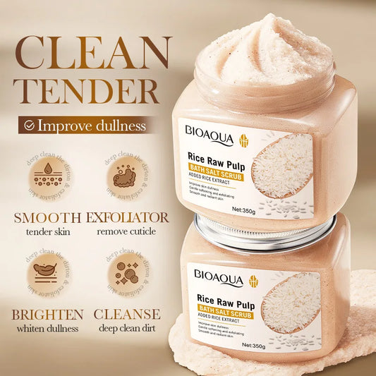 BIOAOUA Rice Pulp Bath Salt Body Scrub – Exfoliator 350g Body Exfoliating Scrub Oasis Select