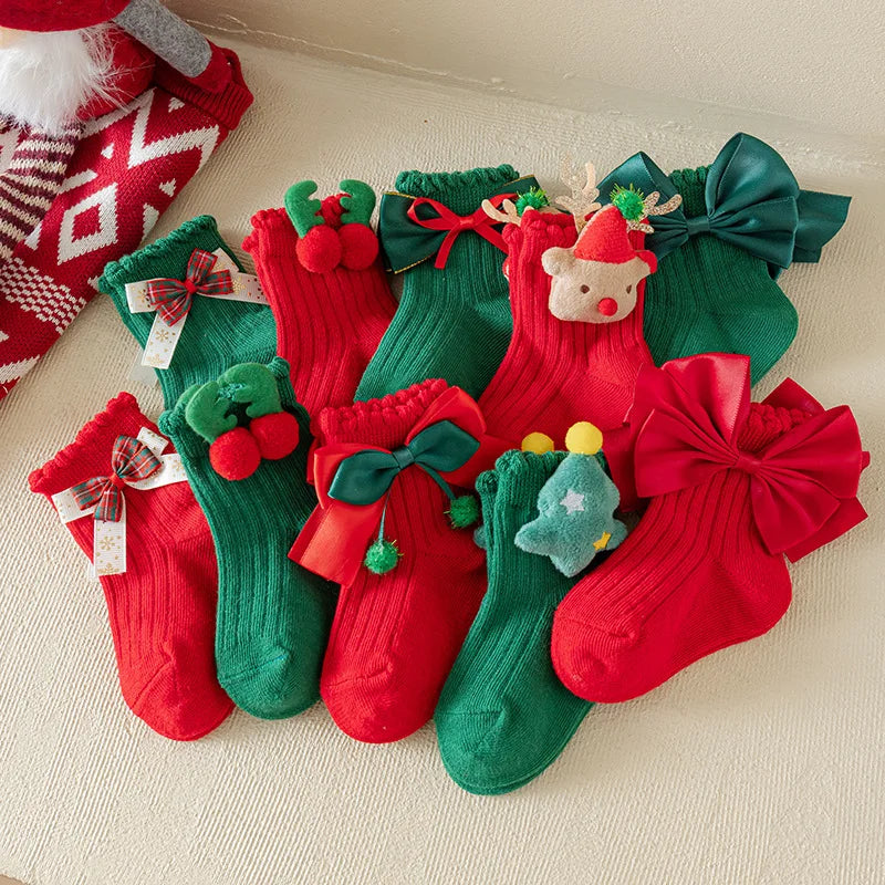 Kids Cotton Christmas Socks 5 Pairs | Cartoon Warm Socks