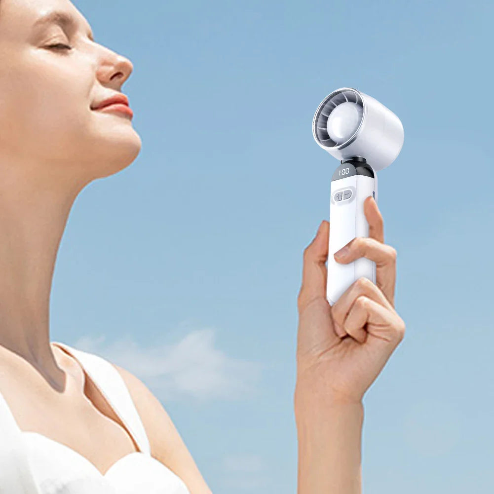 Handheld Turbo Fan USB Rechargeable Folding Fan | LED Display