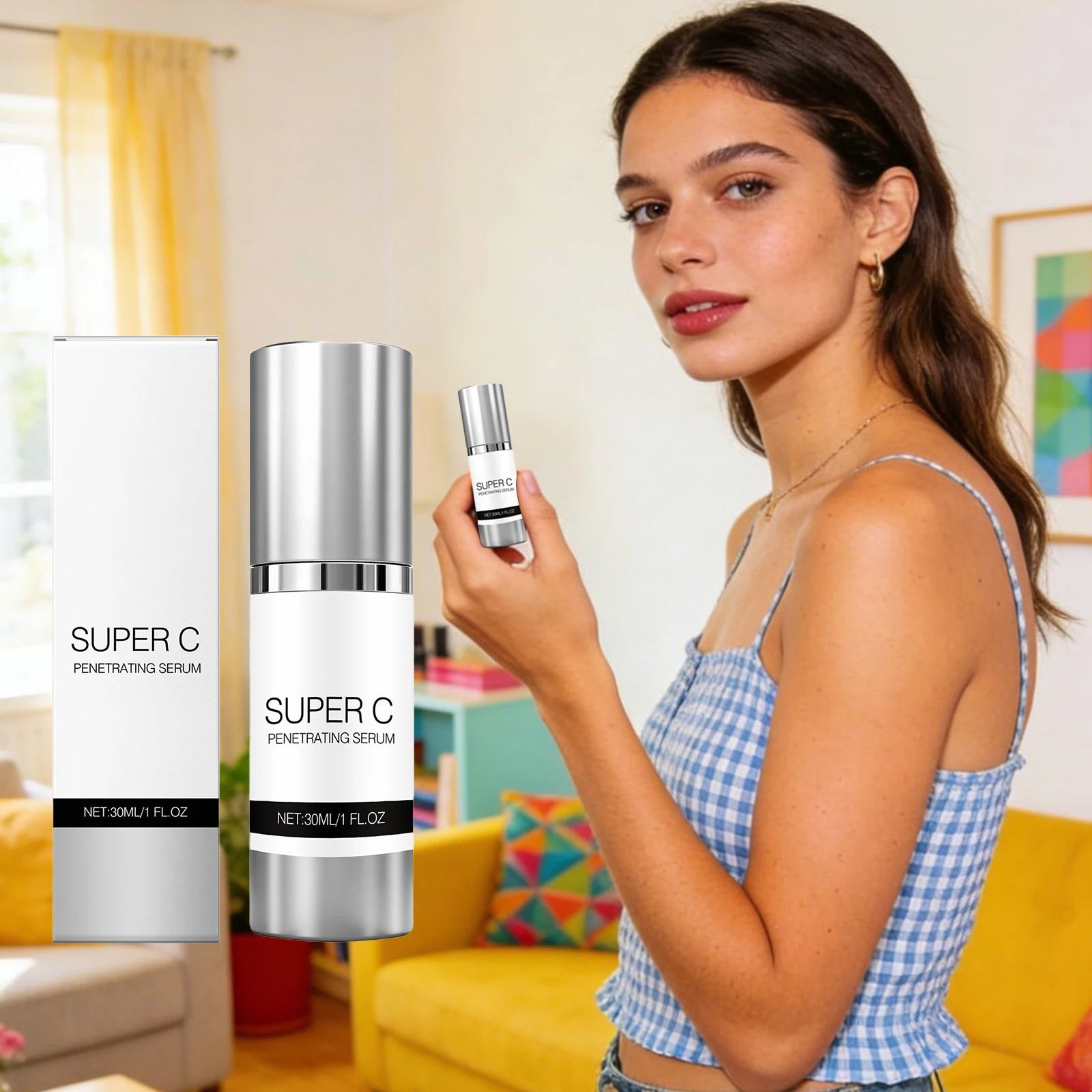 Vitamin C Facial Serum Mild Moisturize Deep Penetrating Improve Fine Line Relief Rough Strengthen Skin Barrier Skincare Essence Peaceful Pleasures Health and Wellness