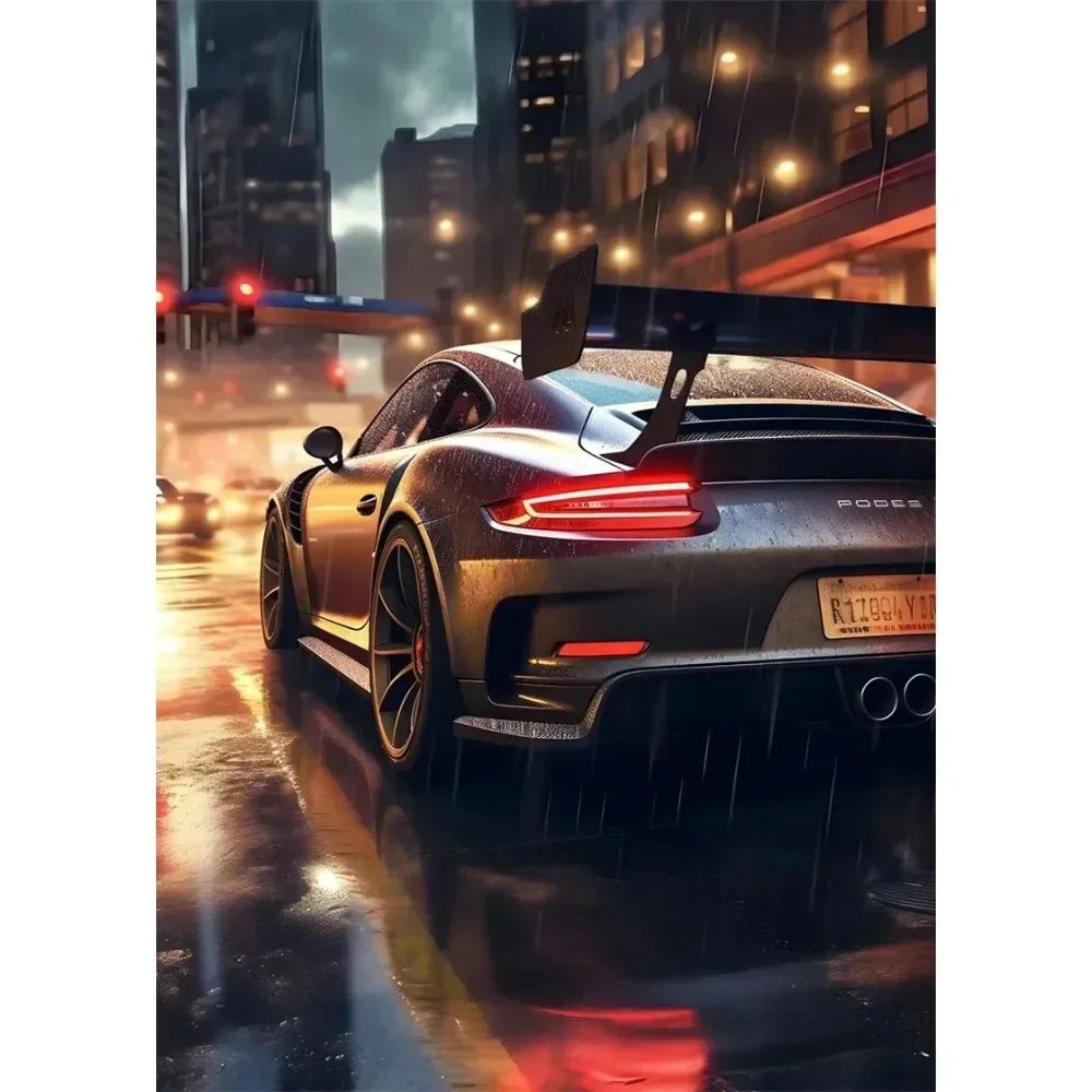 Nordic Supercar Canvas Wall Art | Racing Poster for Garage & Home Canvas Wall Art Peaceful Pleasures Health and Wellness 14 30x40cm Unframed