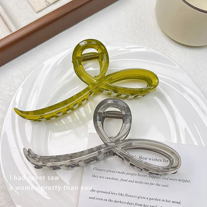 Elegant Jelly Bow Hair Claw Women Girls Sweet Ornament Back Headband