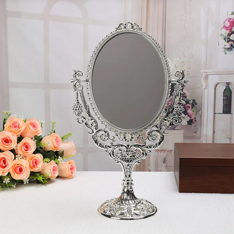 Vintage Double-Sided Swing Vanity Mirror | Grape Floral Design