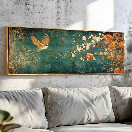 Vintage Japanese Landscape Canvas Wall Art | Boho Unframed Print Canvas Wall Art Print Peaceful Pleasures Health and Wellness ZLH4200 50x150cm No Frame