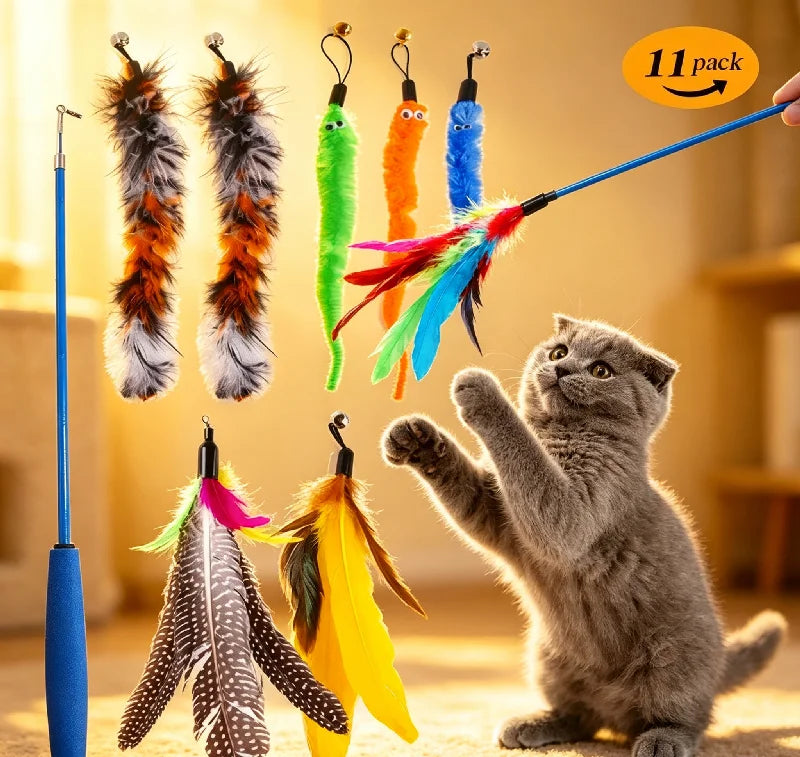 Replacement Cat Feather Toy Head Retractable Stick Products