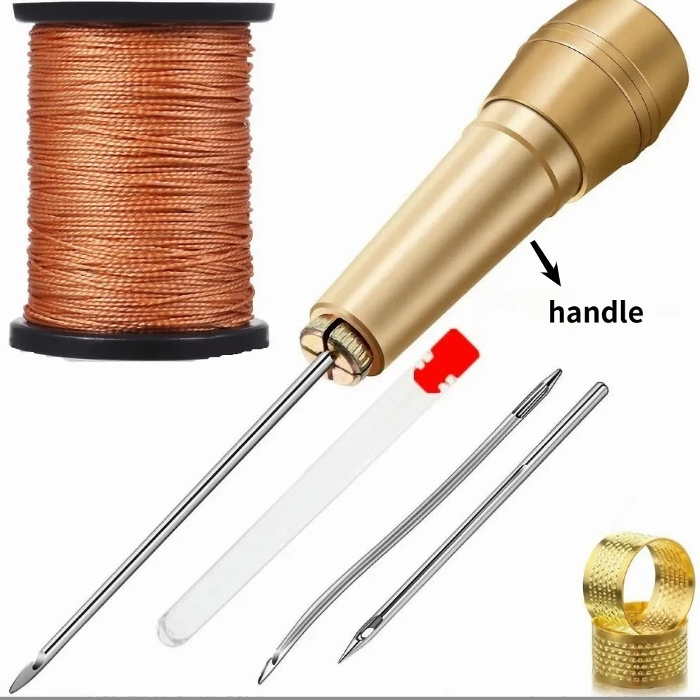 Copper Handle Leather Sewing Special Shoe Repair Tool Awl Handle Replaceable Head Hook Straight Hook Artifact Copper Handlel Peaceful Pleasures Health and Wellness