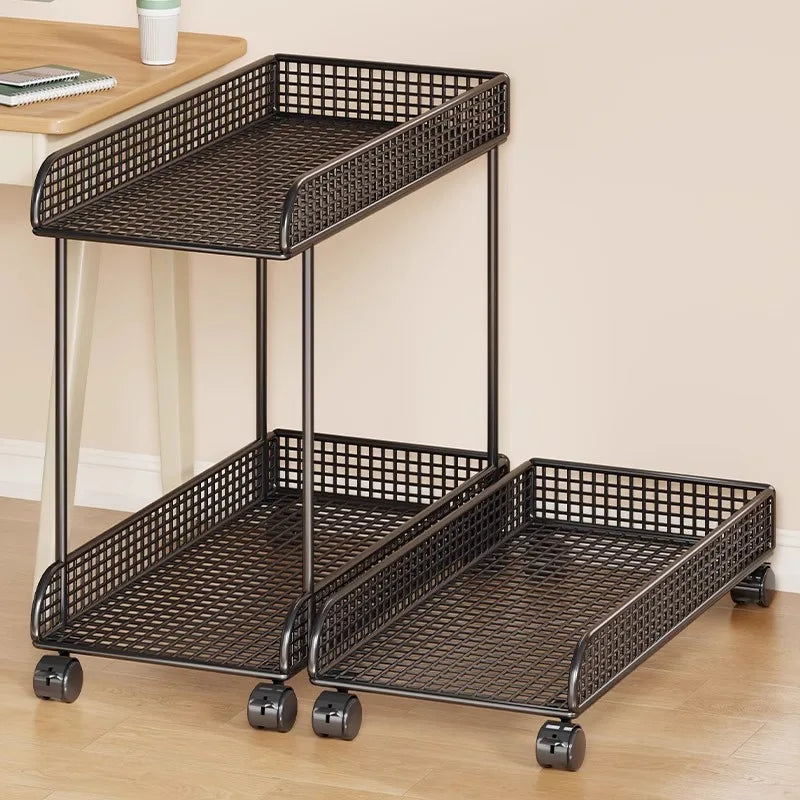Versatile Sturdy Heavy Duty Mobile Rolling Computer Tower Stand with Wheels Double Layer Shelf for Home Office Desk Peaceful Pleasures Health and Wellness