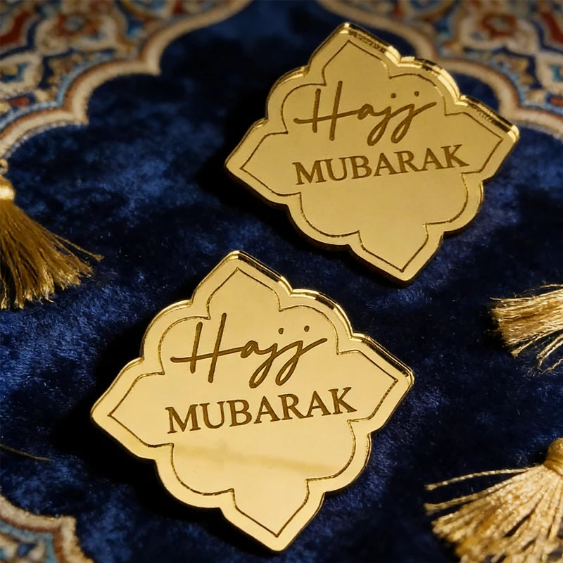 10pcs Hajj Mubarak Acrylic Cupcake Toppers | Eid Ramadan Decor