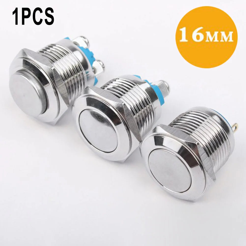 12V Metal Waterproof Push Button Momentary NO Switch Start Flat Head