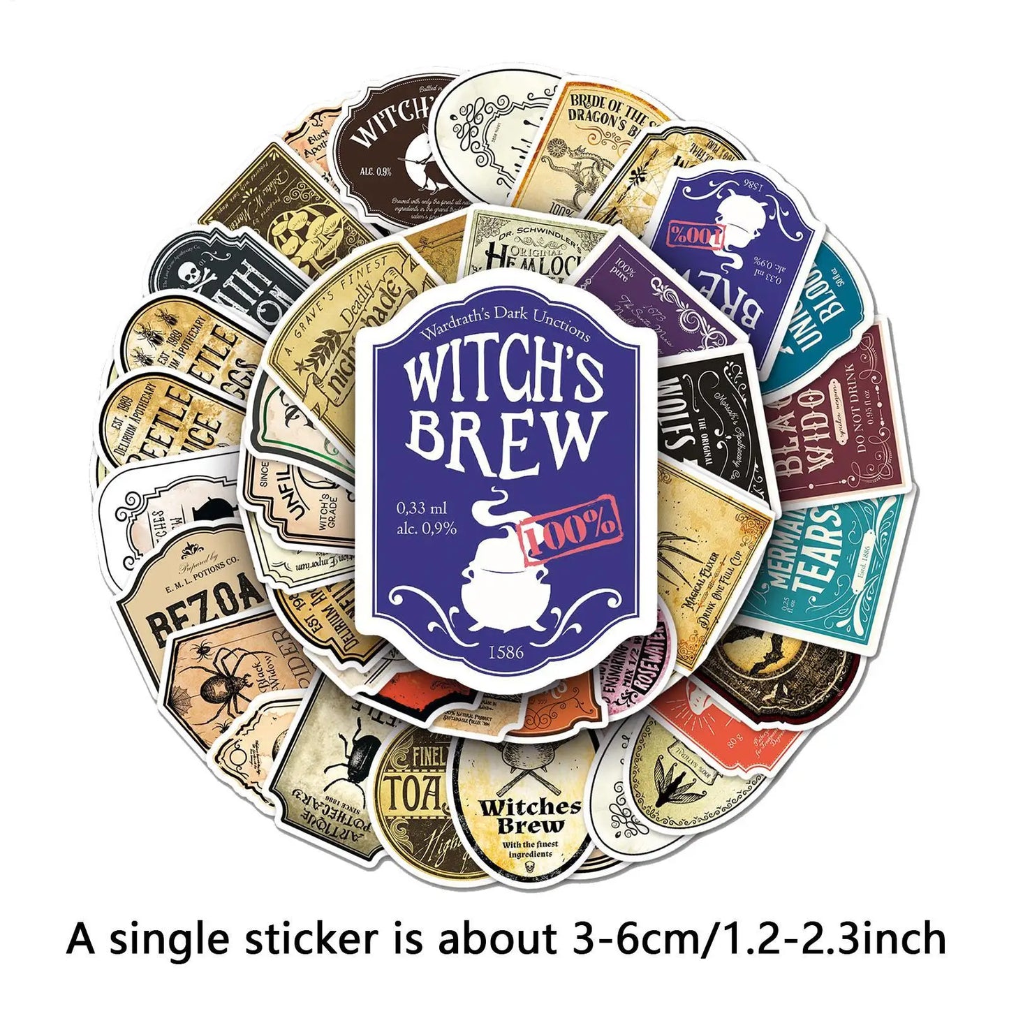 50Pcs Halloween Potion Label Stickers for Bottles & Decor
