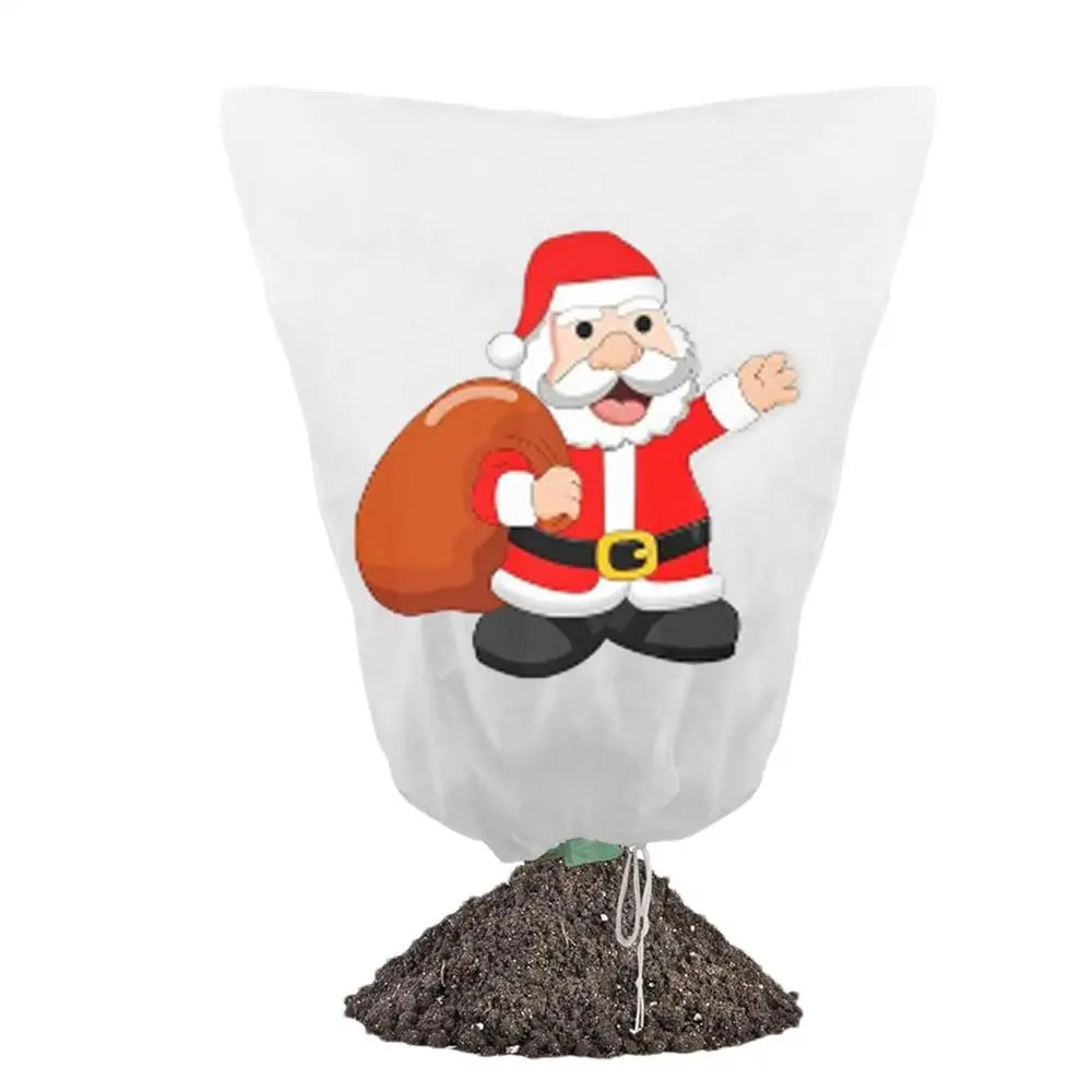 Christmas Print Plant Freeze Protection Cover | Zipper & Drawstring