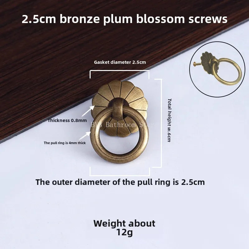 Antique Brass Ring Pull Knob | Vintage Cabinet Drawer Handle