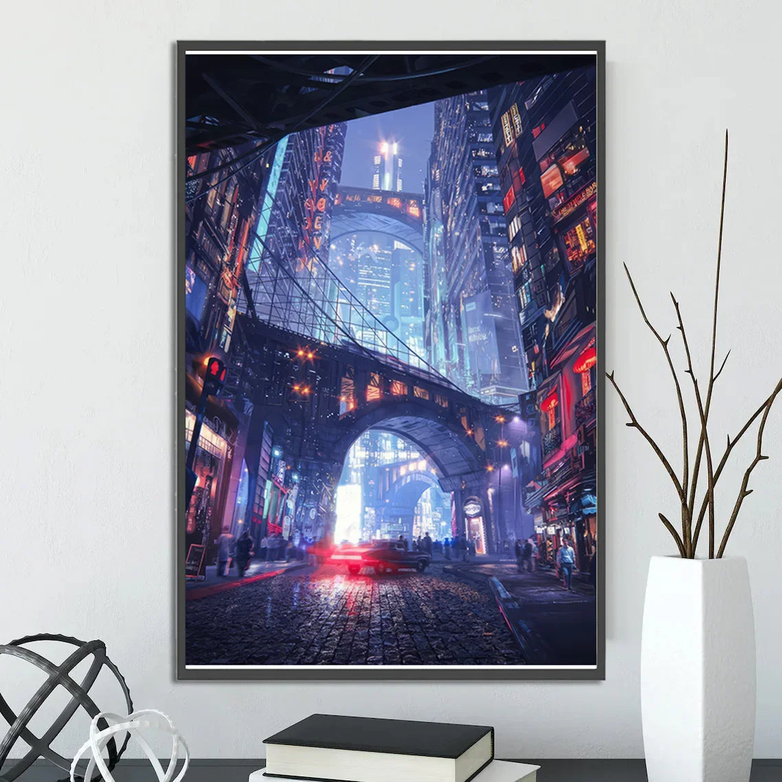 Cyberpunk City Poster Figures Home Decoration Painting Pictures Wall Cartoons Computer Room Wallpaper Gift Peaceful Pleasures Health and Wellness 21 30x40cm Unframed