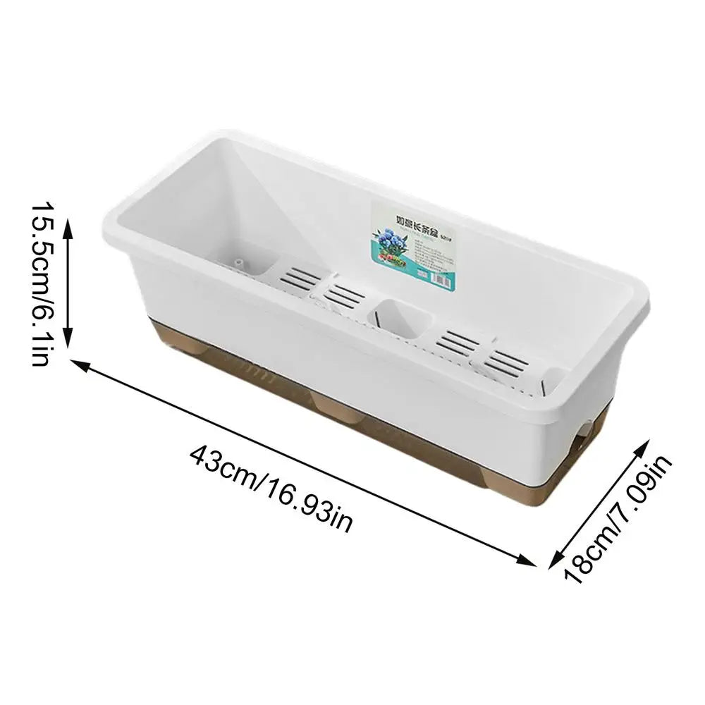 Self-Watering Rectangular Planter Pot | Tomatoes & Flowers