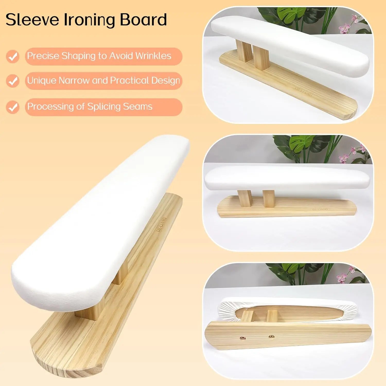 Long Padded Sleeve Ironing Board – Ash Wood Base, Non-Slip, Handmade Peaceful Pleasures Health and Wellness