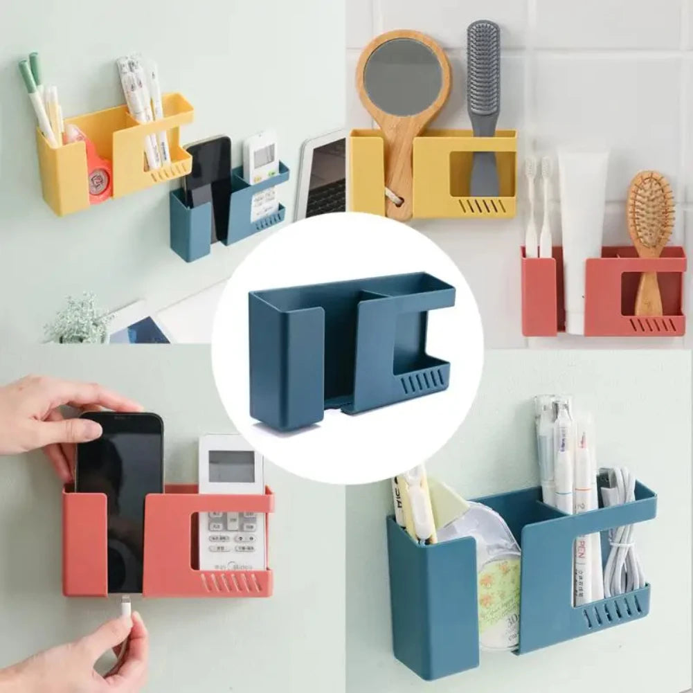2-in-1 Wall-Mounted Phone & Remote Control Storage Rack
