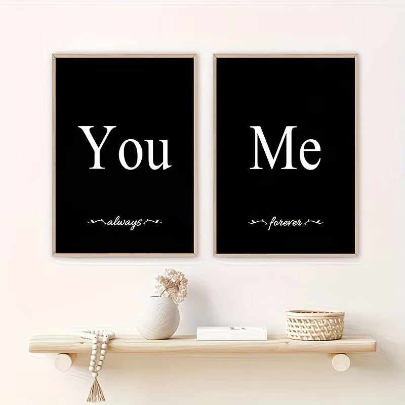 3-Piece Nordic "You & Me" Quote Canvas Wall Art Prints