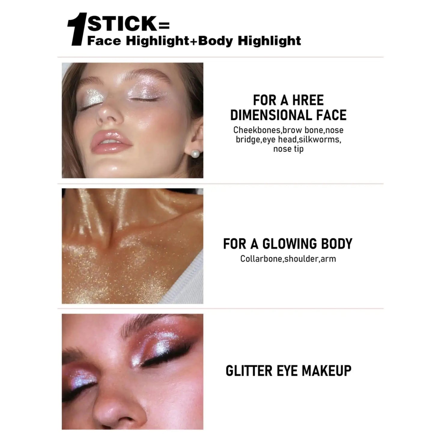 HANDAIYAN 6-Shade Creamy Shimmer Highlighter Stick – Face & Body