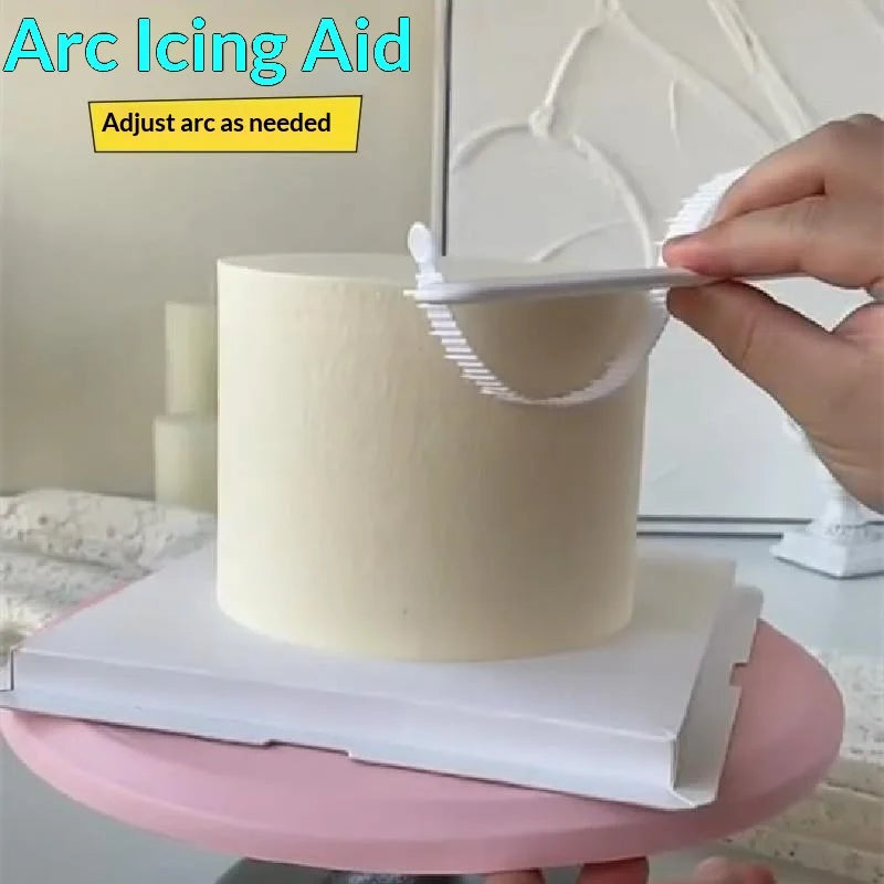Hot Cake Decorating Curved aid With Scale Ruler Cream Decoration Skirt Marker Novice Home DIY Baking Tool Buttercream Leveling Peaceful Pleasures Health and Wellness