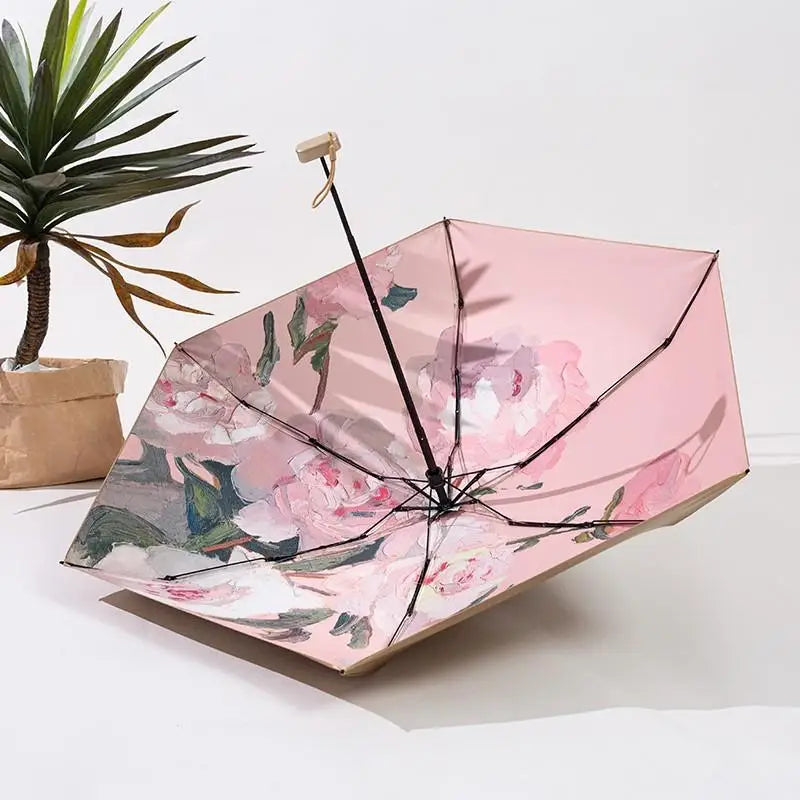 Women's Compact Sun Umbrella with UV Protection, Stylish Five-Fold Outdoor Parasol Single Piece Peaceful Pleasures Health and Wellness