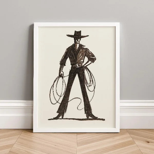 Western Cowboy Cowgirl Line Poster Retro Southwestern Rodeo Fashion Ranch Canvas Painting Wall Art for Living Room Home Decor Peaceful Pleasures Health and Wellness 5 50x70cm