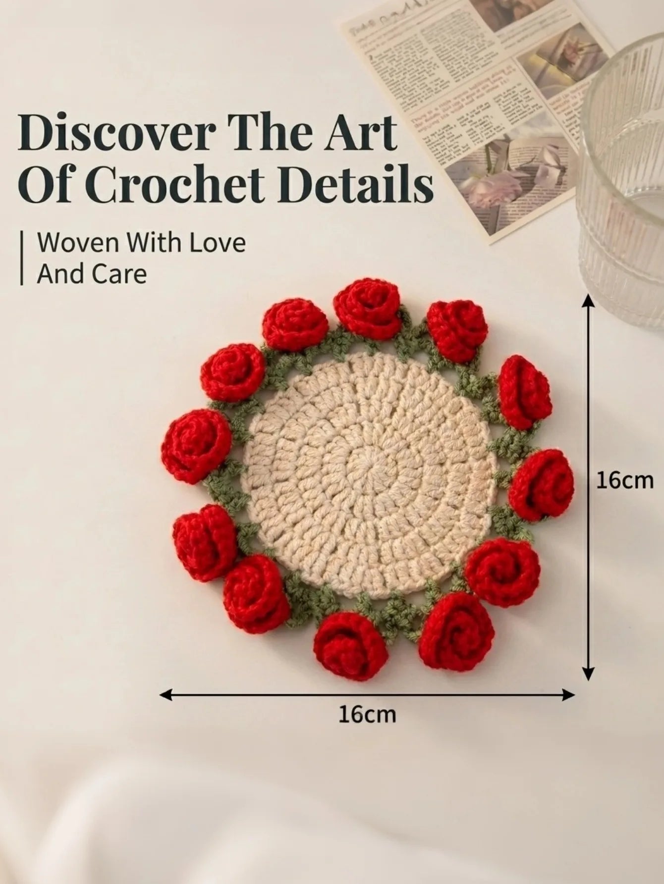Handmade Crochet Flower Coaster | Vintage Boho Cup Mat Gift