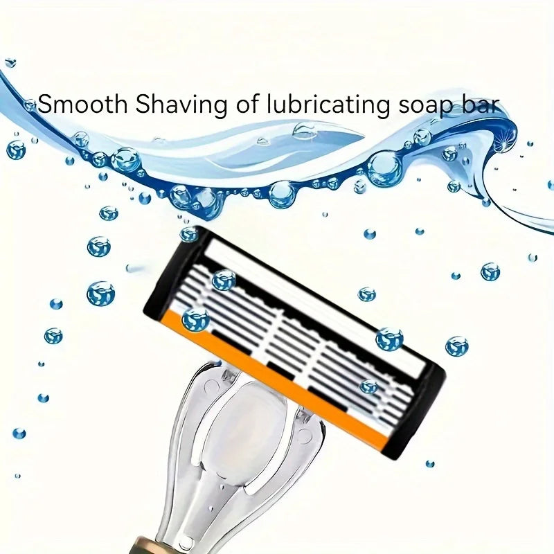 Men's 6-Blade Manual Razor Shaving Kit – Face & Beard Shaver