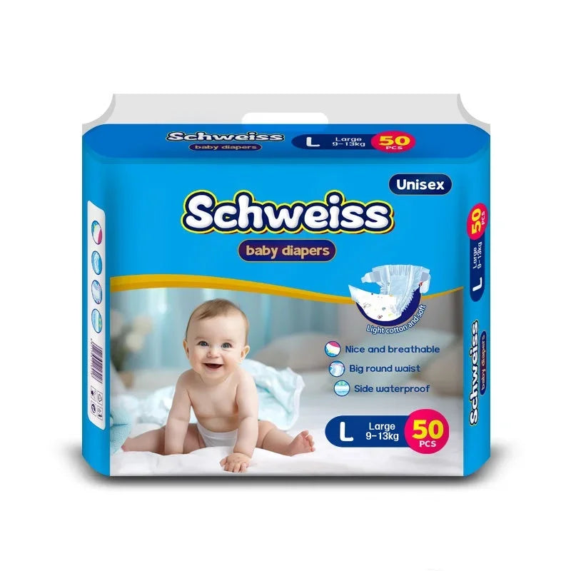 50pcs/1pack Wholesale Hot Sale Baby Pull Up Diapers Soft Light and Thin Breathable Super Absorbent Disposable Nappy for Newborns Peaceful Pleasures Health and Wellness L
