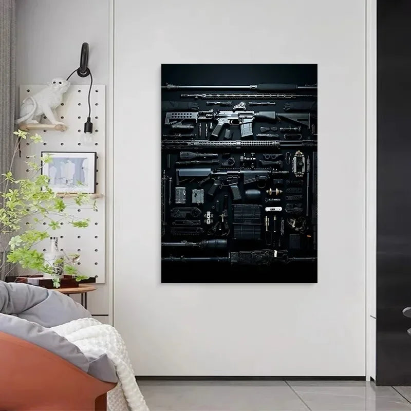 M4A1 Rifle Canvas Wall Art | Modern Weapon Poster Room Decor