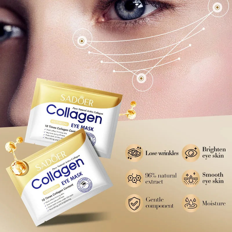SADOER Crystal Collagen Eye Masks | 10 Pairs Anti-Aging Patches