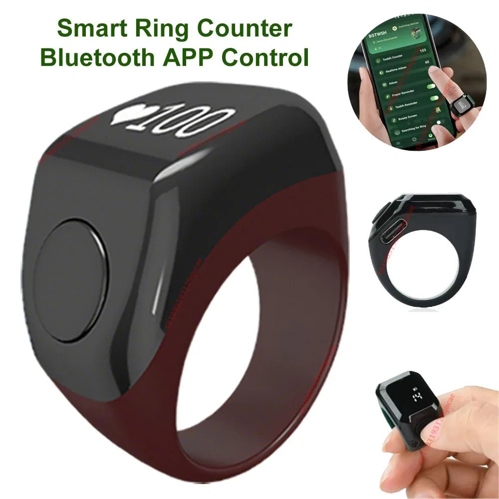 Smart Bluetooth Zikr Tasbih Ring Counter – LCD & Vibration Alert