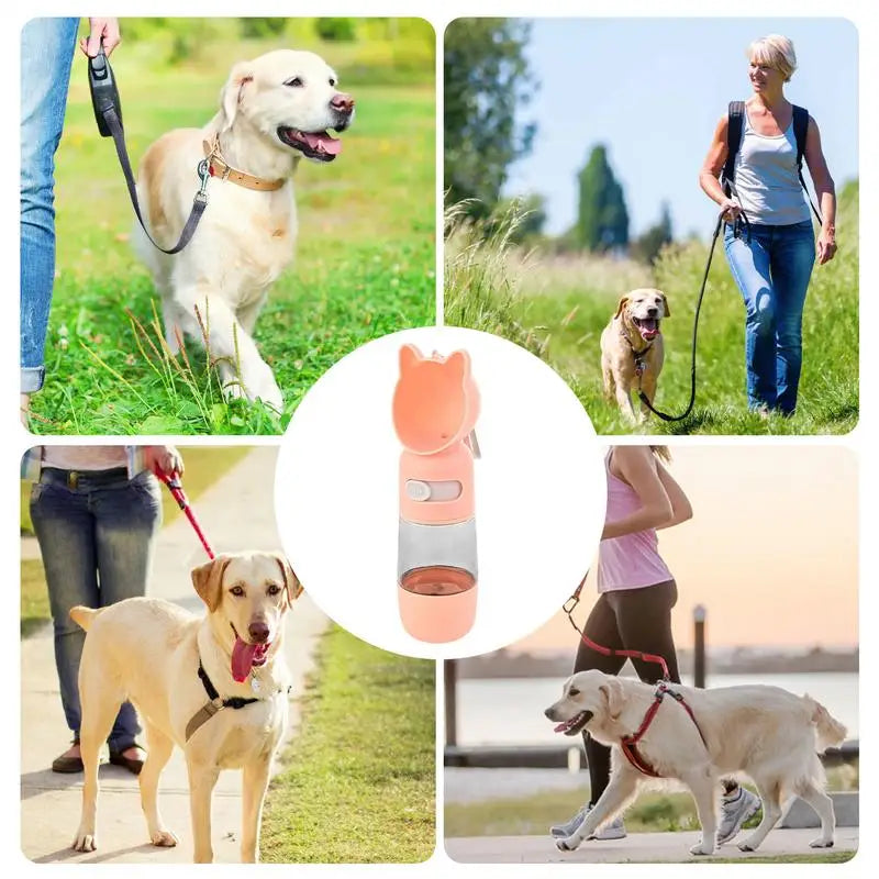 Leak-Proof Dog Travel Water Bottle with Food Container
