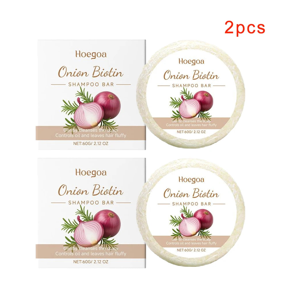 1/2PCS Onion and Biotin Shampoo Soap 60g, Suitable for All Hair Types, Moisturizing and Smoothing, Rich in Rosemary Extract Peaceful Pleasures Health and Wellness 2pcs