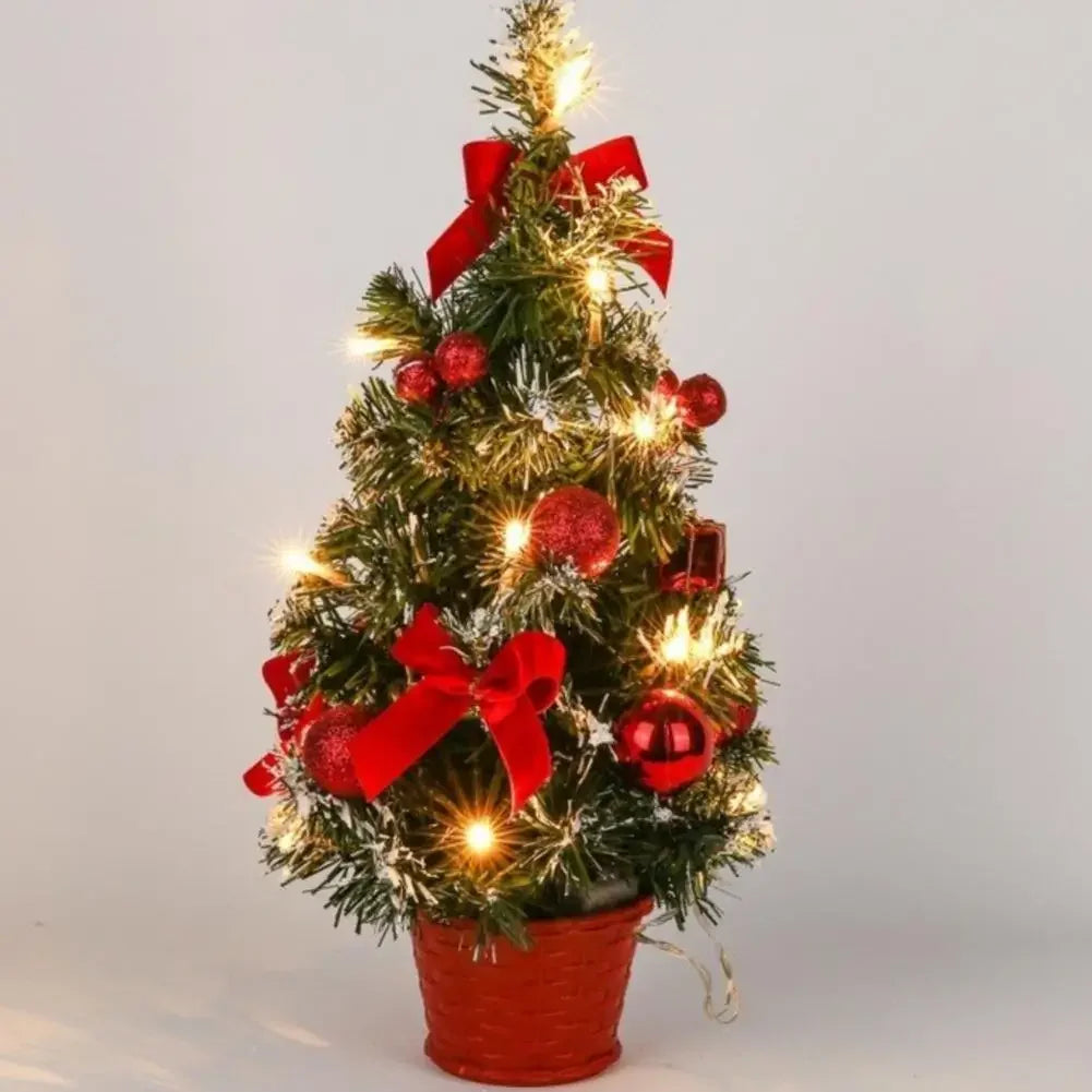 40CM LED Christmas Tree Nightlight LED Light Pine Needle Tree Mini Xmas Tree Christmas Decoration Desktop Ornament New Year Gift Peaceful Pleasures Health and Wellness