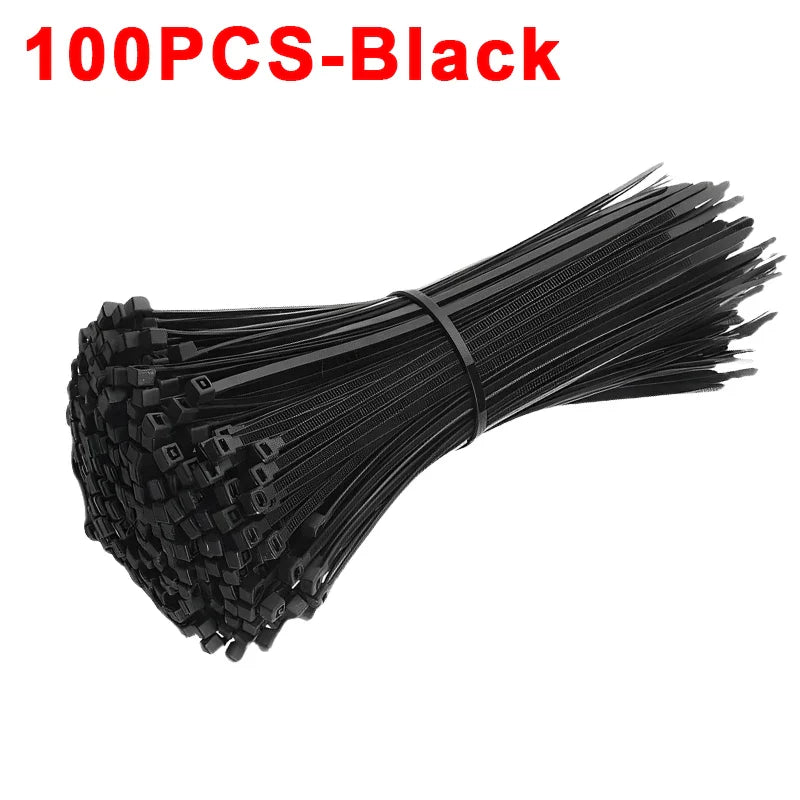 Nylon Cable Ties 100/200Pcs – Self-Locking Reusable Zip Ties