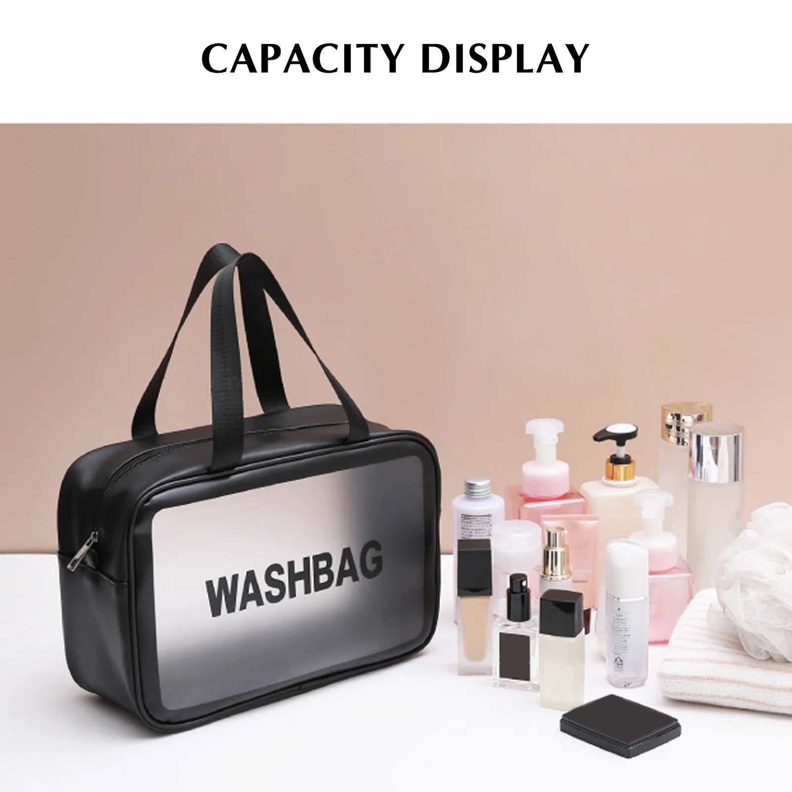Women Men PU Toiletry Bag Portable Translucent Waterproof Makeup Cosmetic Bag Toiletry Organizer for Accessories Peaceful Pleasures Health and Wellness