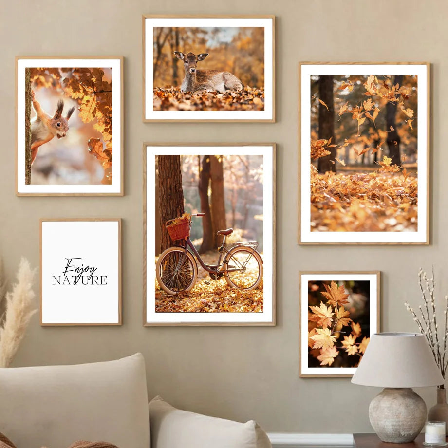 Fall Deer Autumn Canvas Wall Art Print | Living Room Decor