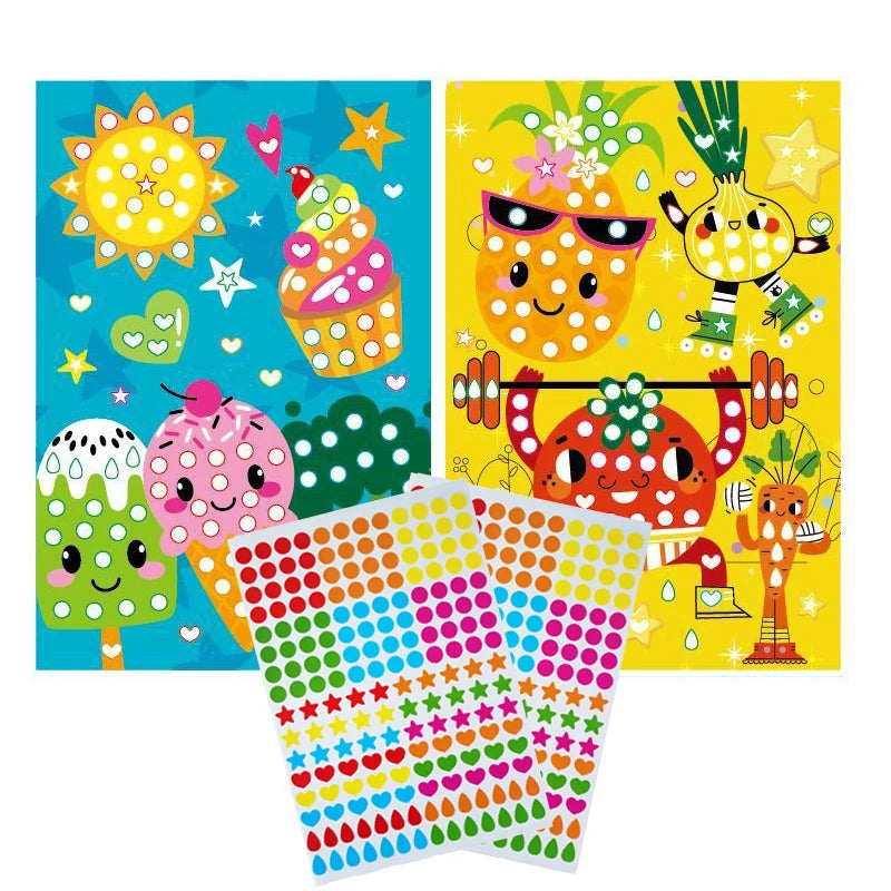 Children Colorful Round Dot Puzzle Stickers Cartoon Animal Mosaic