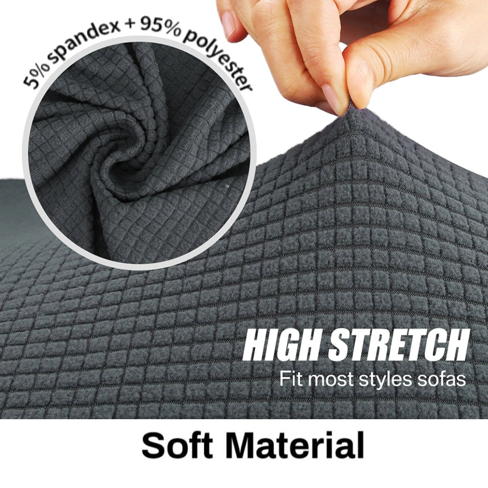 Adjustable Elastic Sofa Cover Armchair Protector Corner L Shape Stretch Slipcovers Couch Cover 1/2/3/4/5 Seater For Living Room Peaceful Pleasures Health and Wellness Dark Grey 1-Seater 90-140CM