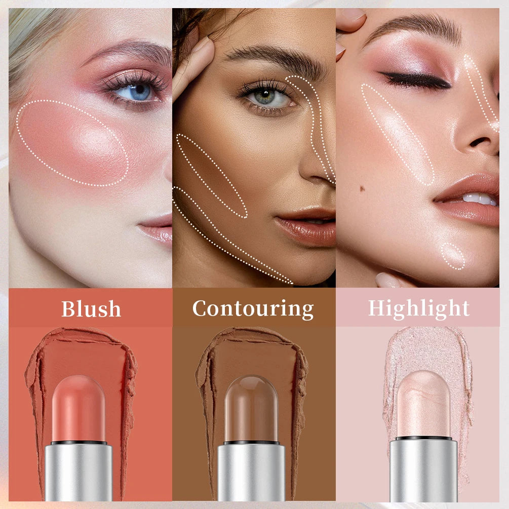 Face Contouring Bronzer Stick Multifunctional Highlighter Brightening Silkworm Blusher Rouge Cream Modify Concealer Pen Makeup Peaceful Pleasures Health and Wellness