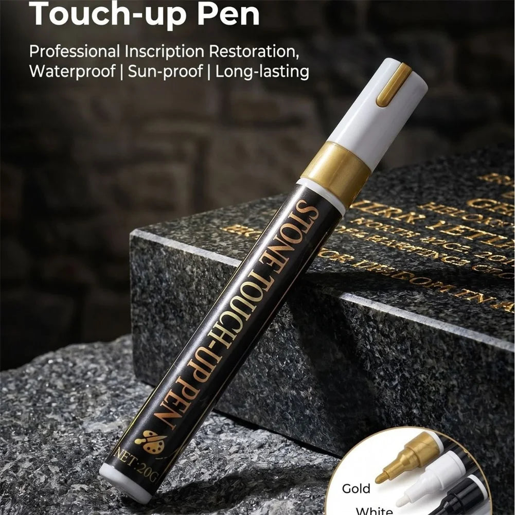 Tombstone Marker Pen For Restoring Faded Grave Inscriptions Waterproof & Fade-Resistant Permanent Ink Outdoor Rock Painting Peaceful Pleasures Health and Wellness Gold B