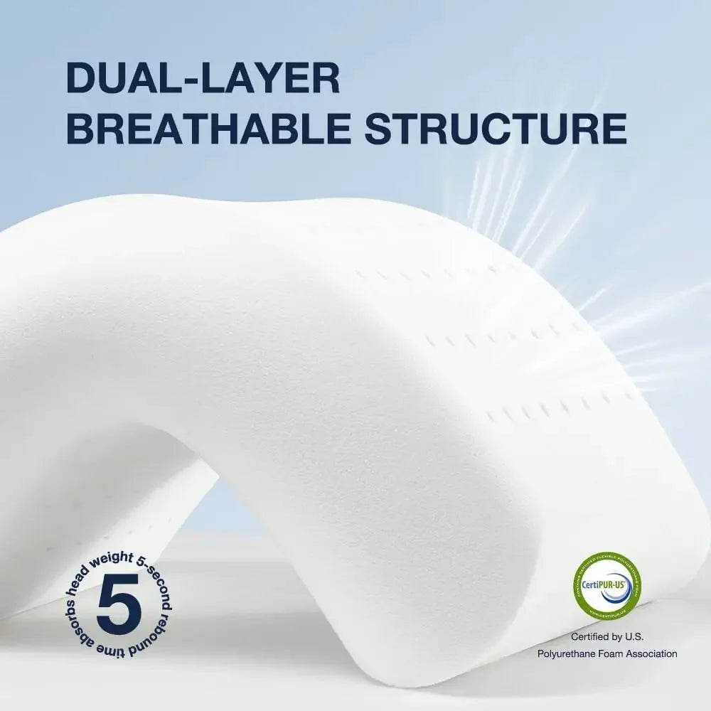 5-Inch Cooling Memory Foam Pillow for Side and Back Sleepers, Breathable with Cool Case, 16x24x5 Inches Peaceful Pleasures Health and Wellness