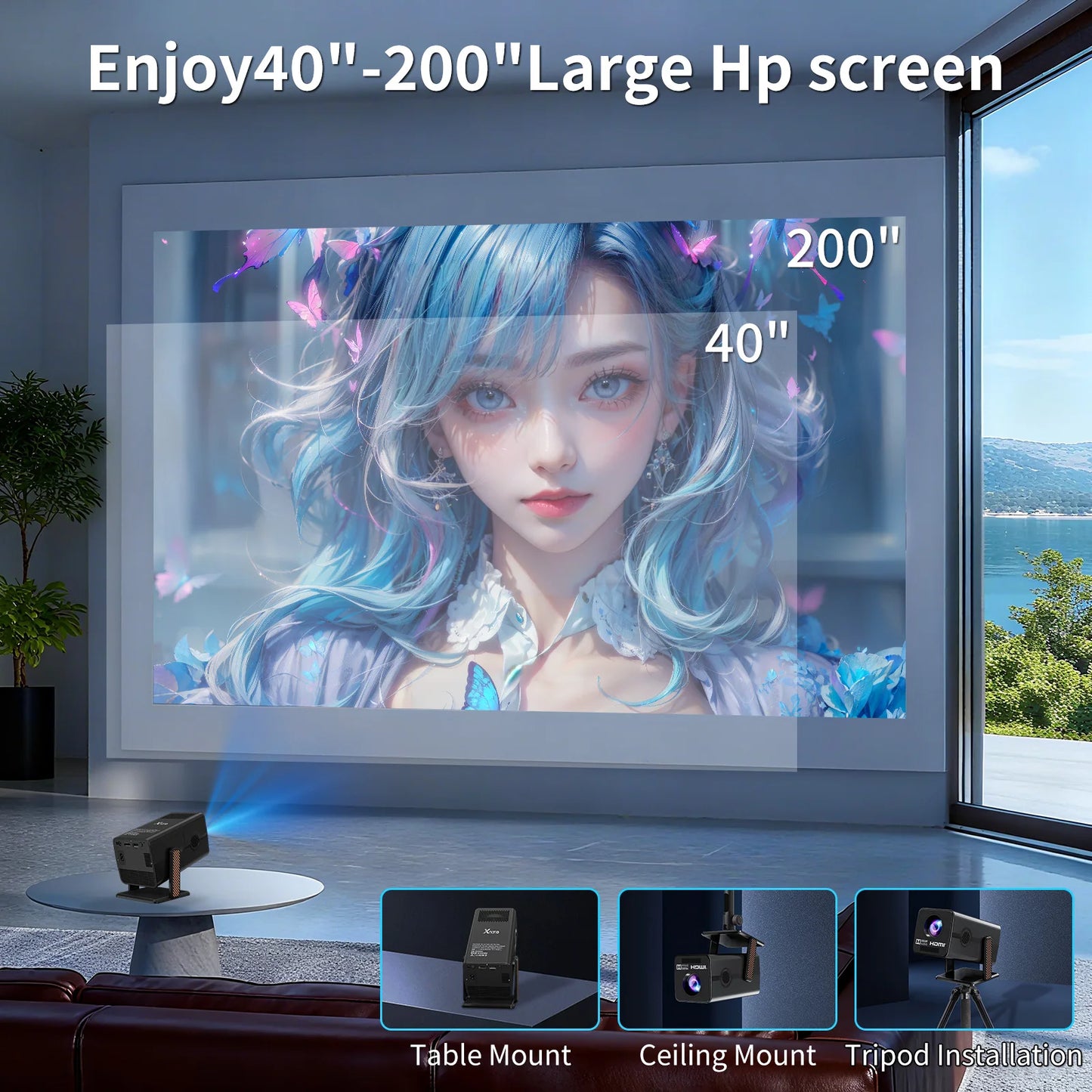 Digital Projector 1080P HD Suppor 4k Projectors Smart Voice Remote Control Android Wifi Bluetooth Plus Console Portable Projecto Peaceful Pleasures Health and Wellness