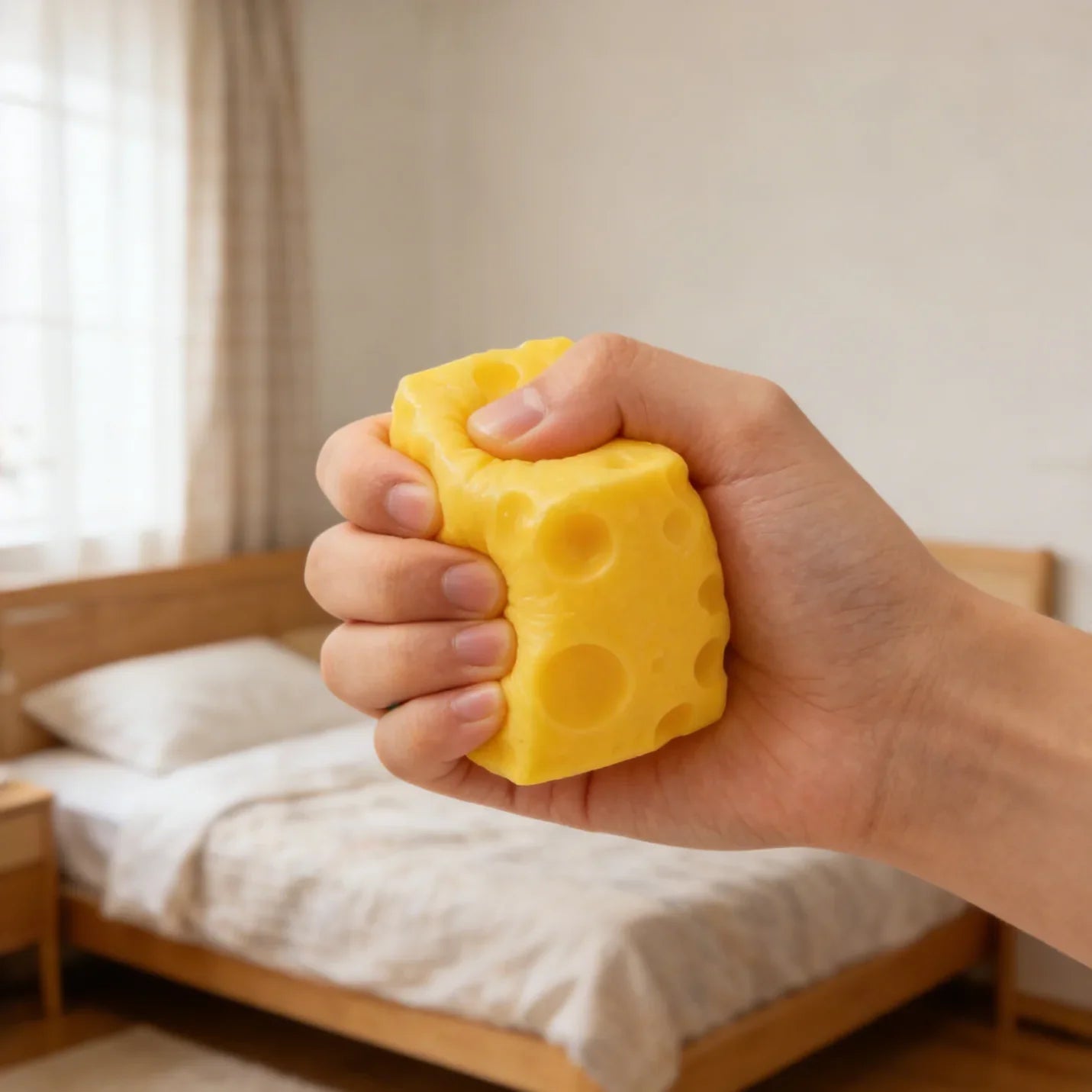 Squishy Cheese Squeeze Toy – Stress Relief Sensory Ball