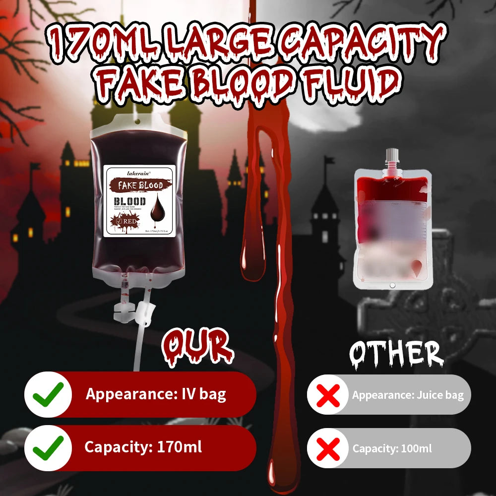 Lakerain 170ML Fake Blood Halloween Ultra-realistic Fake Blood Makeup Safe Non-Toxic Cosplay Horror Prop Party Decoration Peaceful Pleasures Health and Wellness