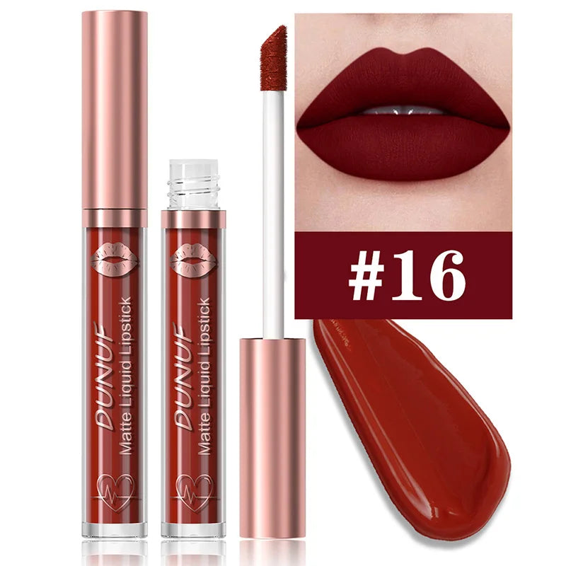 DUNUF 18-Color Matte Velvet Lipstick & Moisturizing Lip Gloss