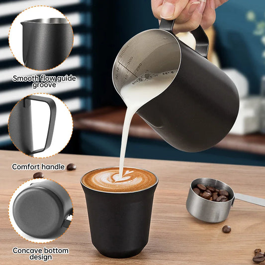 350ML Coffee Milk Frothing Pitcher with Scale Latte Stainless Steel Pour Over Coffee Kettle Espresso Steaming Milk Frothing Cup Peaceful Pleasures Health and Wellness