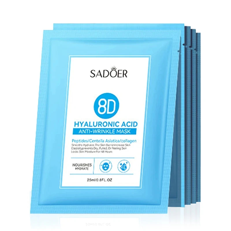 SADOER 8D Hyaluronic Acid Face Mask 5pcs – Hydrating Anti-Wrinkle